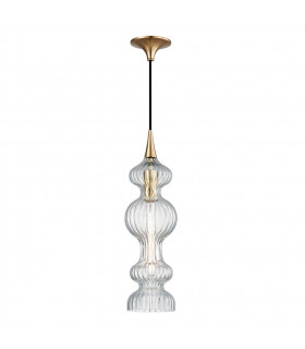 Pomfret 1 Light Pendant With Clear Glass Brass Glass