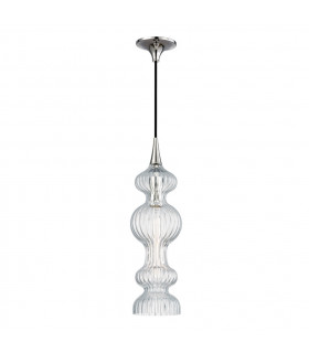 Pomfret 1 Light Pendant With Clear Glass Polished Nickel Glass