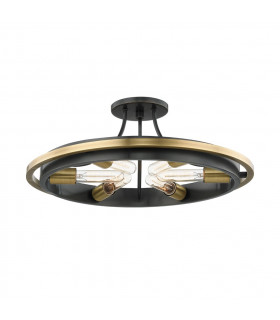 Chambers 6 Light Flush Mount Aged Brass Glass