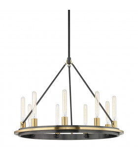 Chambers 9 Light Pendant Aged Brass Glass