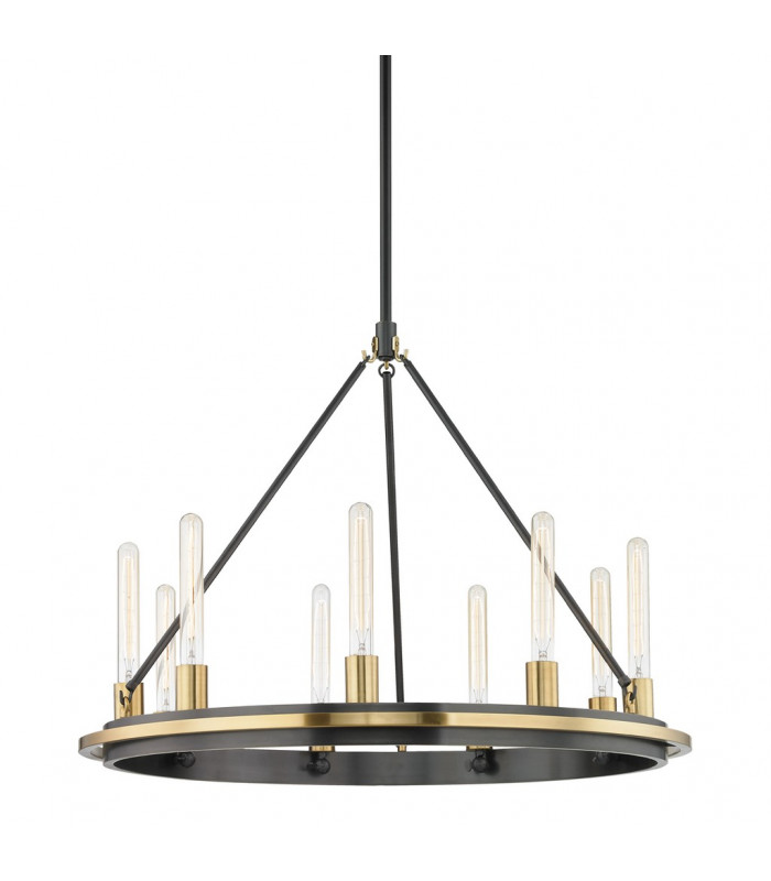 Chambers 9 Light Pendant Aged Brass Glass