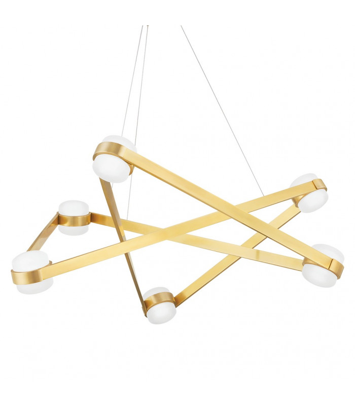 Orbit 6 Light Chandelier Brass Glass 2700K