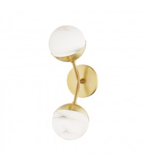 Saratoga 2 Light Wall Sconce Brass Spanish Alabaster 2700K