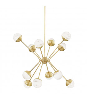 Saratoga 12 Light Chandelier Brass Spanish Alabaster 2700K