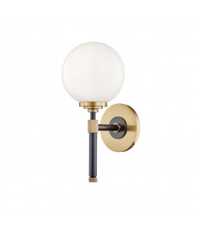 Bowery 1 Light Bath Bracket Aged Brass Glass
