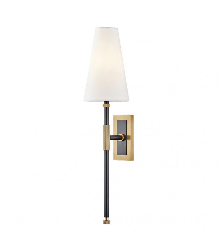 Bowery 1 Light "A" Wall Sconce Aged Brass Linen