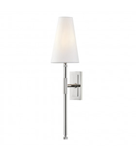 Bowery 1 Light "A" Wall Sconce Polished Nickel Linen