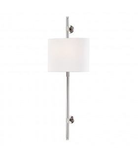 Bowery 2 Light Wall Sconce Polished Nickel Linen