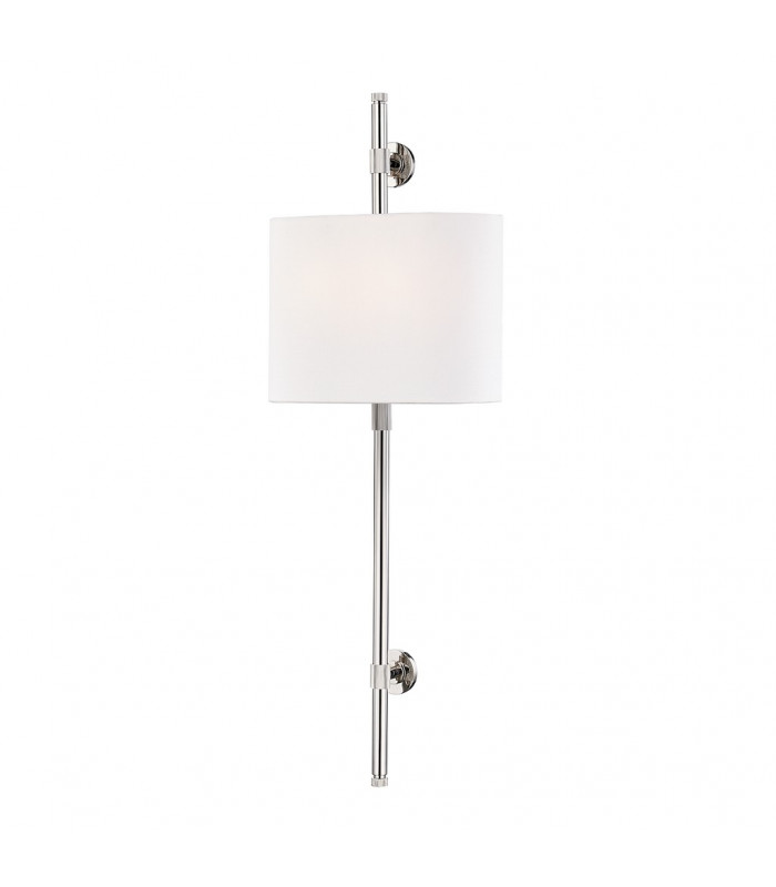 Bowery 2 Light Wall Sconce Polished Nickel Linen