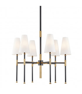 Bowery 6 Light Chandelier Aged Brass Linen