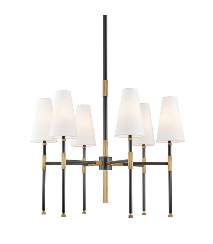 Bowery 6 Light Chandelier Aged Brass Linen