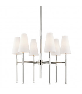Bowery 6 Light Chandelier Polished Nickel Linen