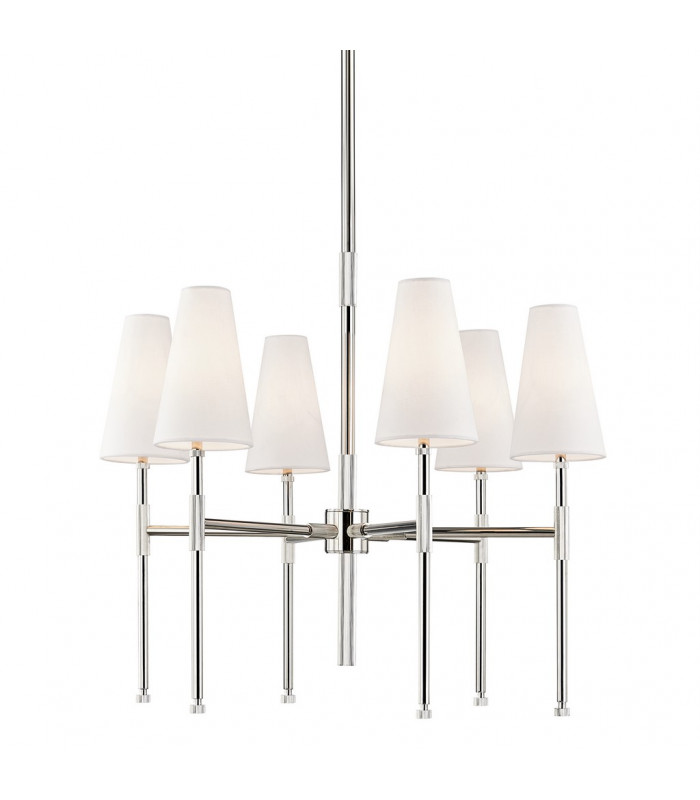 Bowery 6 Light Chandelier Polished Nickel Linen