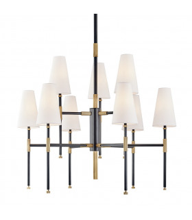 Bowery 9 Light Chandelier Aged Brass Linen