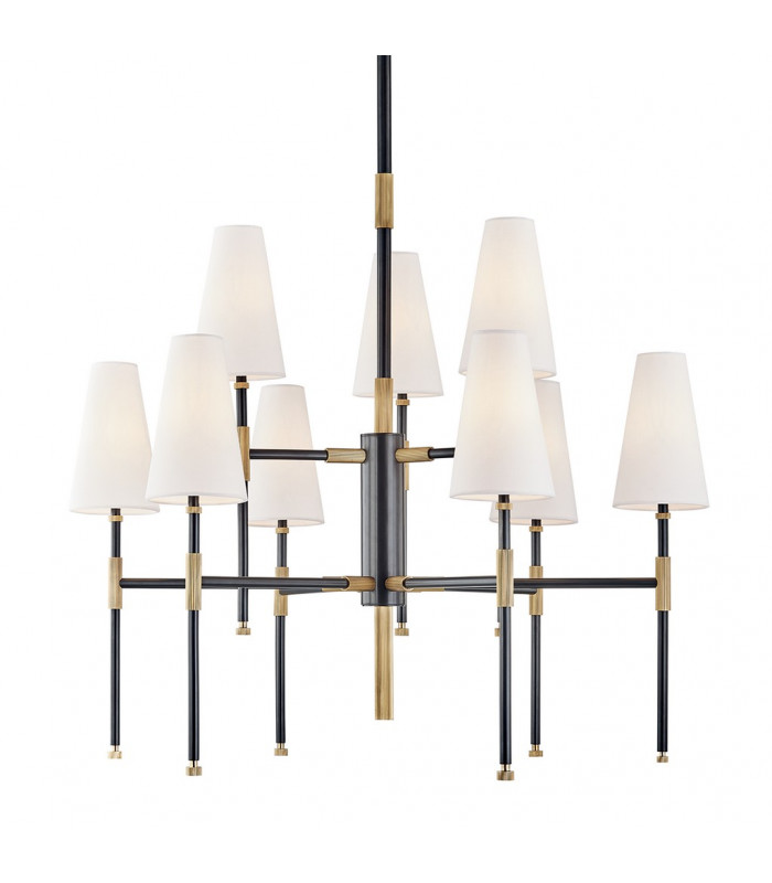 Bowery 9 Light Chandelier Aged Brass Linen