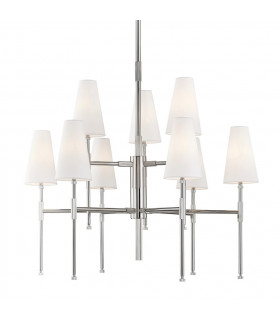 Bowery 9 Light Chandelier Polished Nickel Linen