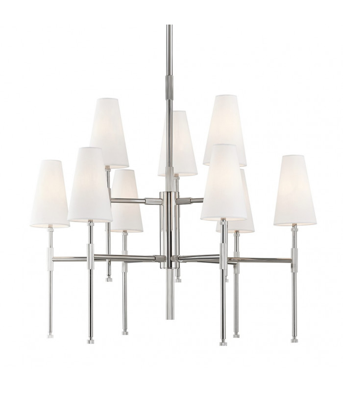 Bowery 9 Light Chandelier Polished Nickel Linen