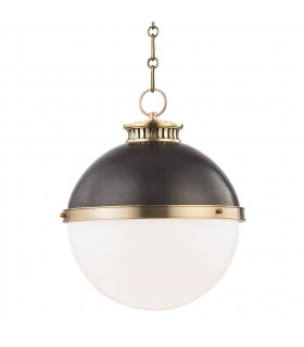 Latham 1 Light Large Pendant Black Gold Glass