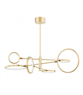Saturn 6 Light Led Chandelier Brass Glass And Metal