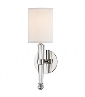 Volta 1 Light Wall Sconce Polished Nickel Linen