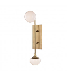 Fleming 2 Light Wall Sconce Brass Glass 3000K