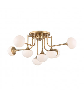 Fleming 8 Light Semi Flush Brass Glass 3000K