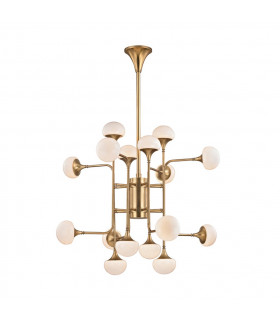 Fleming 16 Light Chandelier Brass Glass 3000K