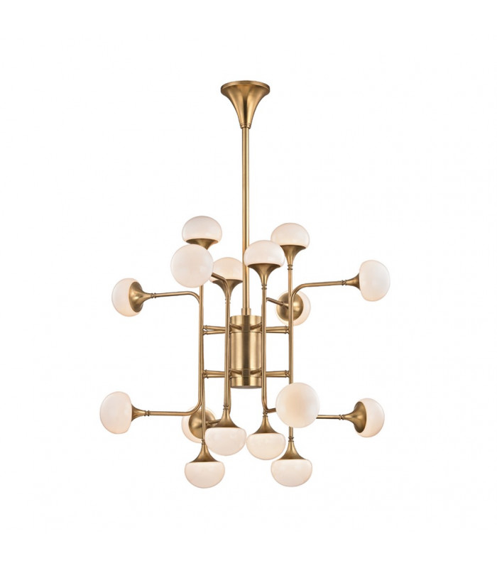 Fleming 16 Light Chandelier Brass Glass 3000K