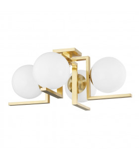 Tanner 4 Light Flush Mount Brass Glass 2700K