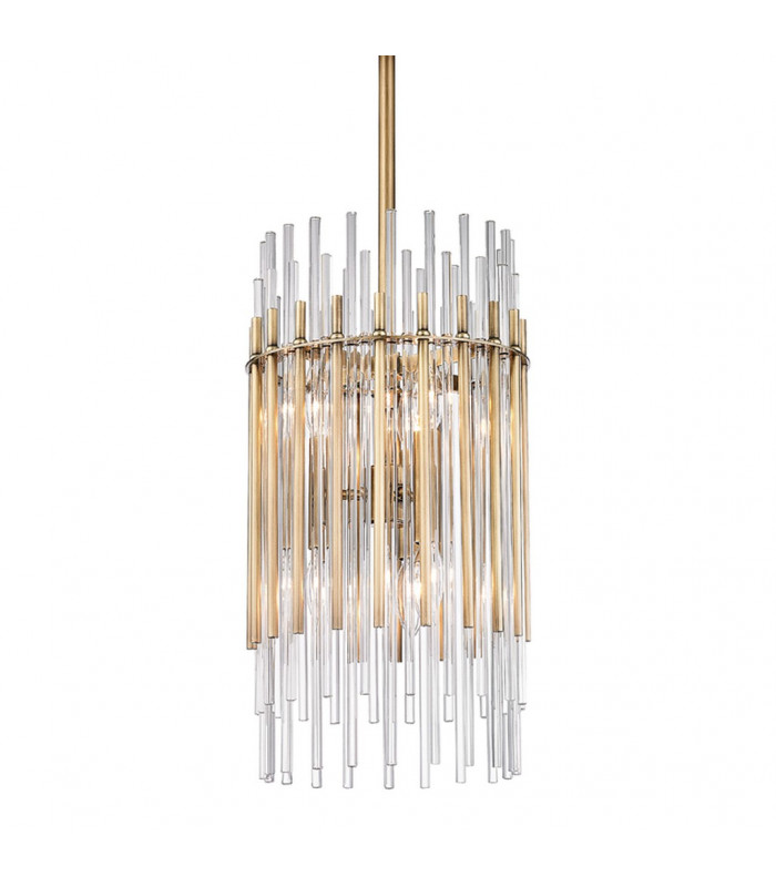 Wallis 6 Light Pendant Brass Glass