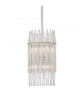 Wallis 6 Light Pendant Polished Nickel Glass