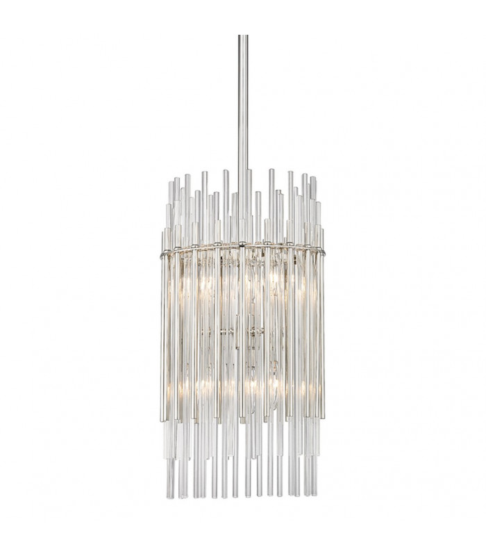 Wallis 6 Light Pendant Polished Nickel Glass