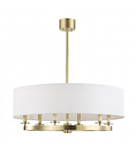 Durham 6 Light Pendant Brass Linen