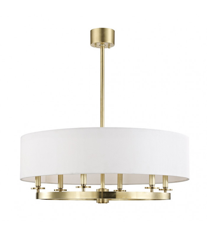 Durham 6 Light Pendant Brass Linen