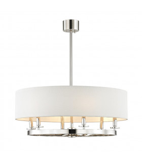 Durham 6 Light Pendant Polished Nickel Linen