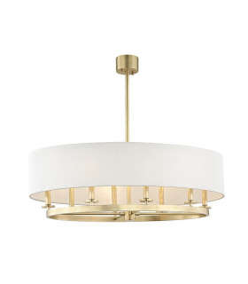 Durham 8 Light Island Light Brass Linen