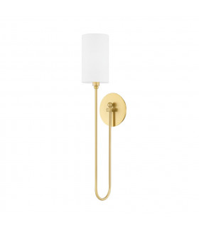 Harlem 1 Light Wall Sconce Brass Linen 2500K