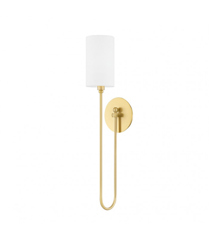 Harlem 1 Light Wall Sconce Brass Linen 2500K