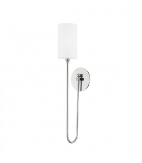 Harlem 1 Light Wall Sconce Polished Nickel Linen 2500K
