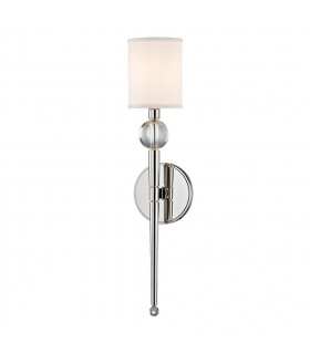 Rockland 1 Light Wall Sconce Polished Nickel Faux Silk