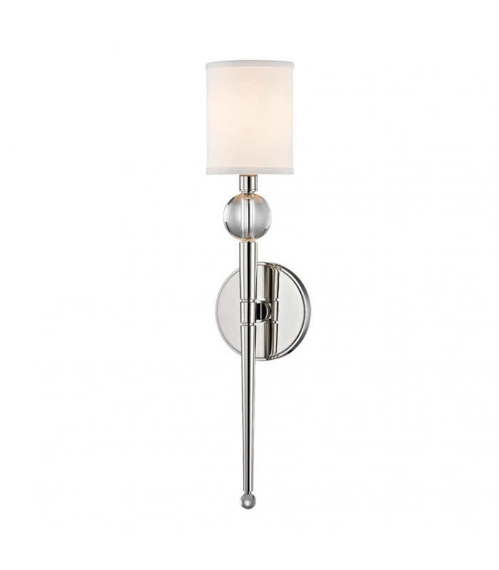 Rockland 1 Light Wall Sconce Polished Nickel Faux Silk