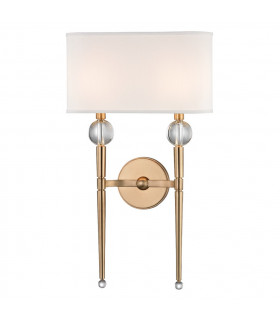 Rockland 2 Light Wall Sconce Brass Faux Silk