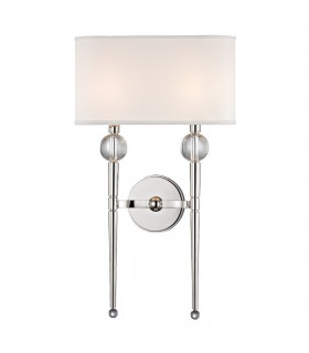 Rockland 2 Light Wall Sconce Polished Nickel Faux Silk