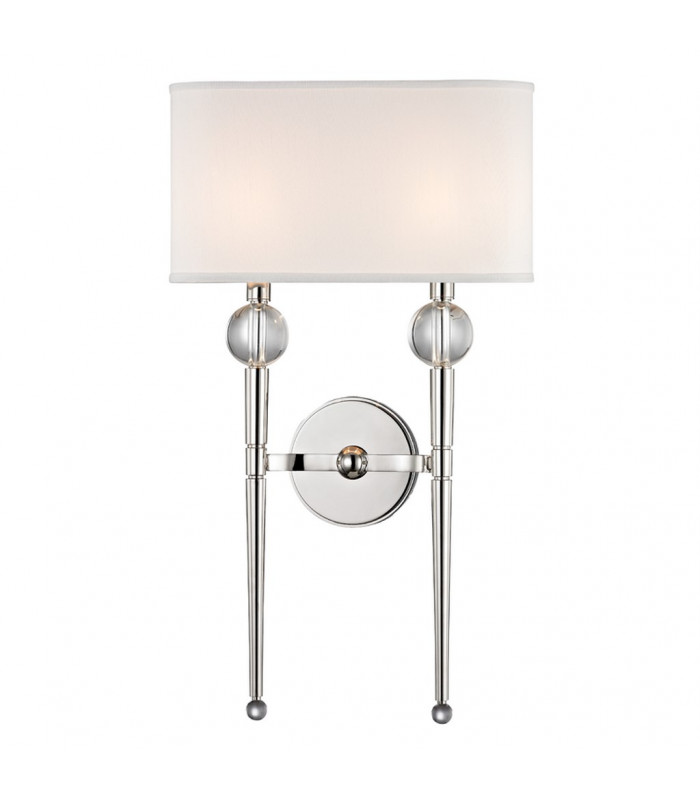 Rockland 2 Light Wall Sconce Polished Nickel Faux Silk