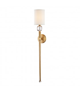 Rockland 1 Light Wall Sconce Brass Faux Silk