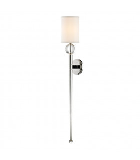 Rockland 1 Light Wall Sconce Polished Nickel Faux Silk