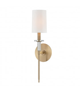 Amherst 1 Light Wall Sconce Brass Faux Silk