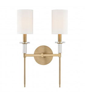 Amherst 2 Light Wall Sconce Brass Faux Silk