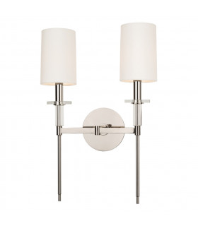 Amherst 2 Light Wall Sconce Polished Nickel Faux Silk