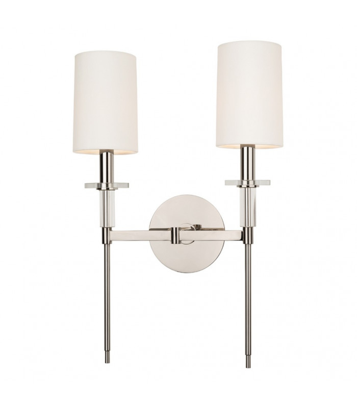 Amherst 2 Light Wall Sconce Polished Nickel Faux Silk